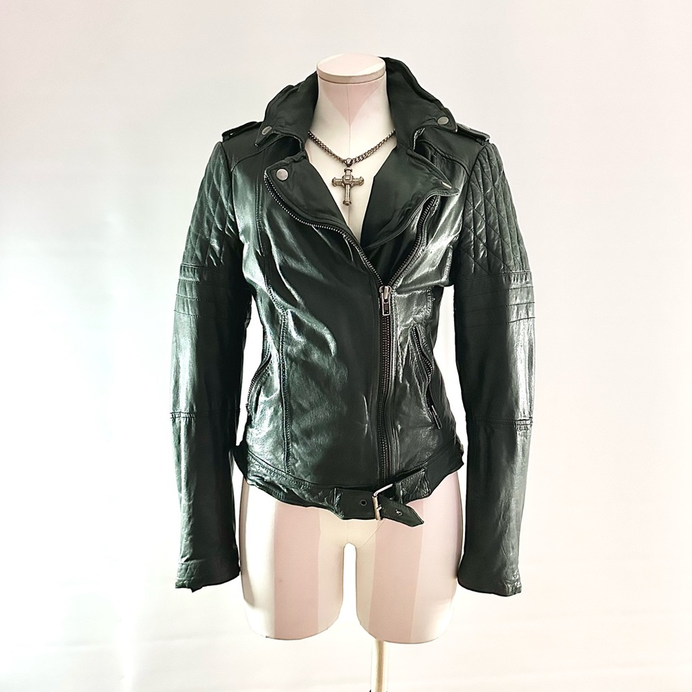 muuba green serpent genuine lamb leather jacket.
